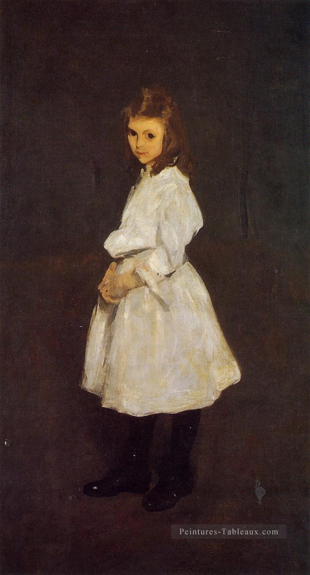 Petite fille en blanc aka Queenie Barnett Réaliste Ashcan école George Wesley Bellows Peintures à l'huile